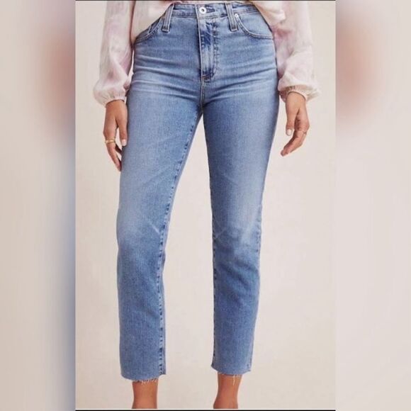 AG ‘The Stevie Ankle’ Frayed Hem Slim Straight Jeans - Picture 1 of 8